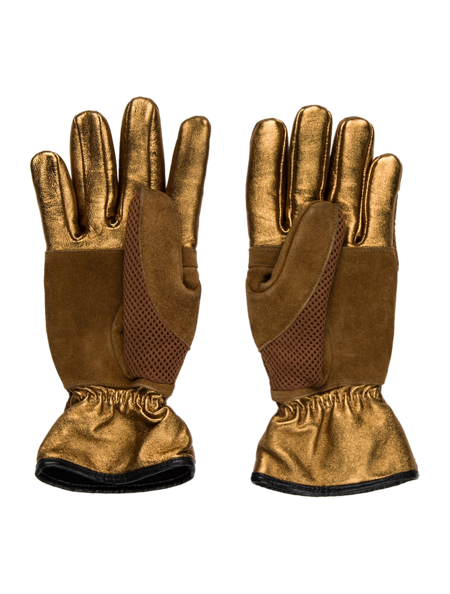 Miu Miu Metallic Leather-Trimmed Gloves